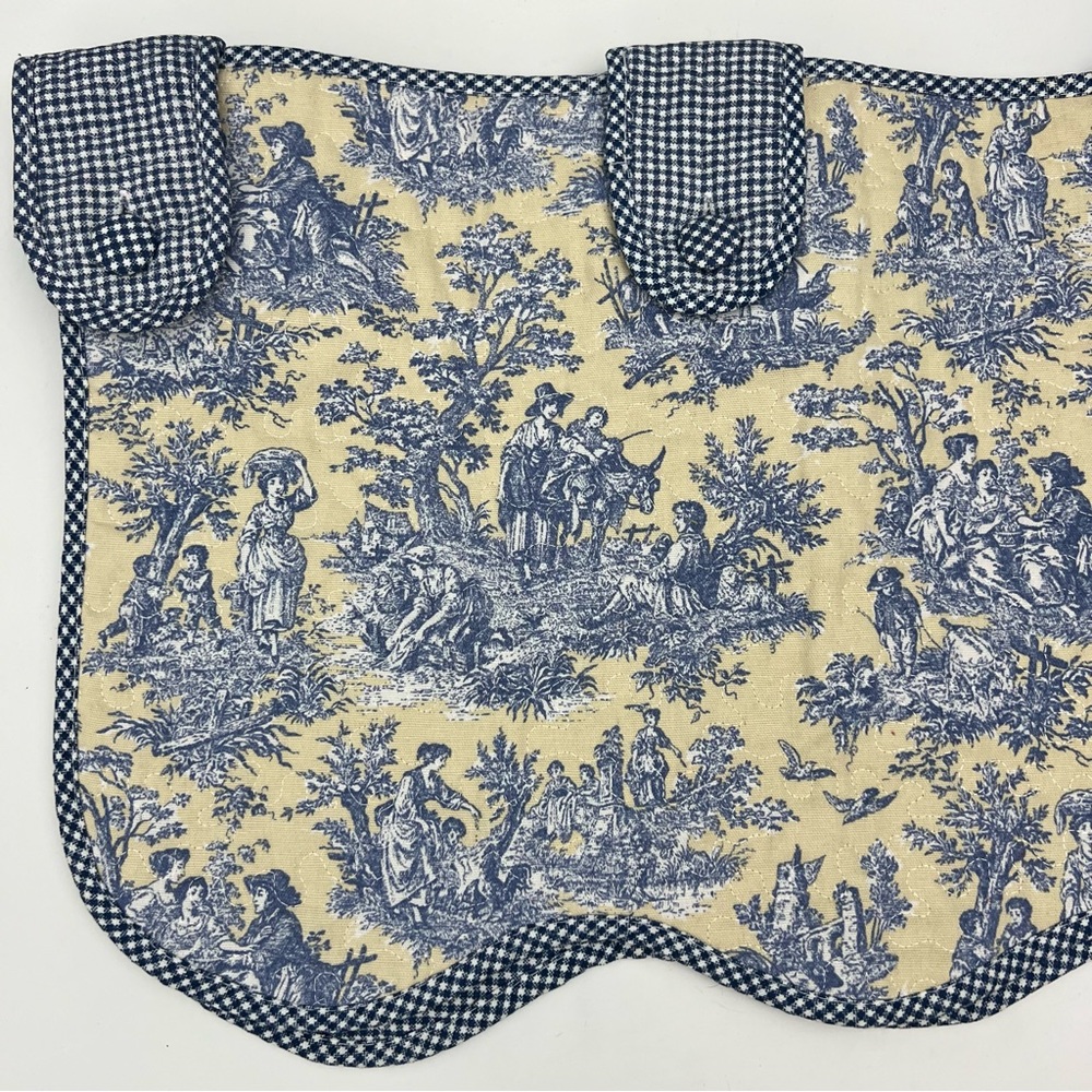 Waverly | French Country Farm Toile Valance Quilted Reversible Set of 2